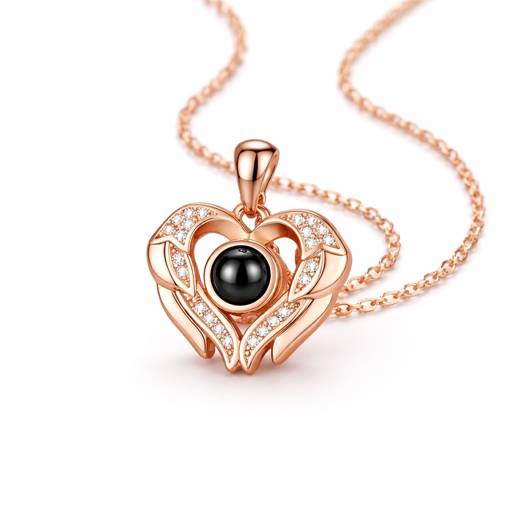 Love Memory Herz Kette mit Wunschbild - Gold, Rosegold, Silber