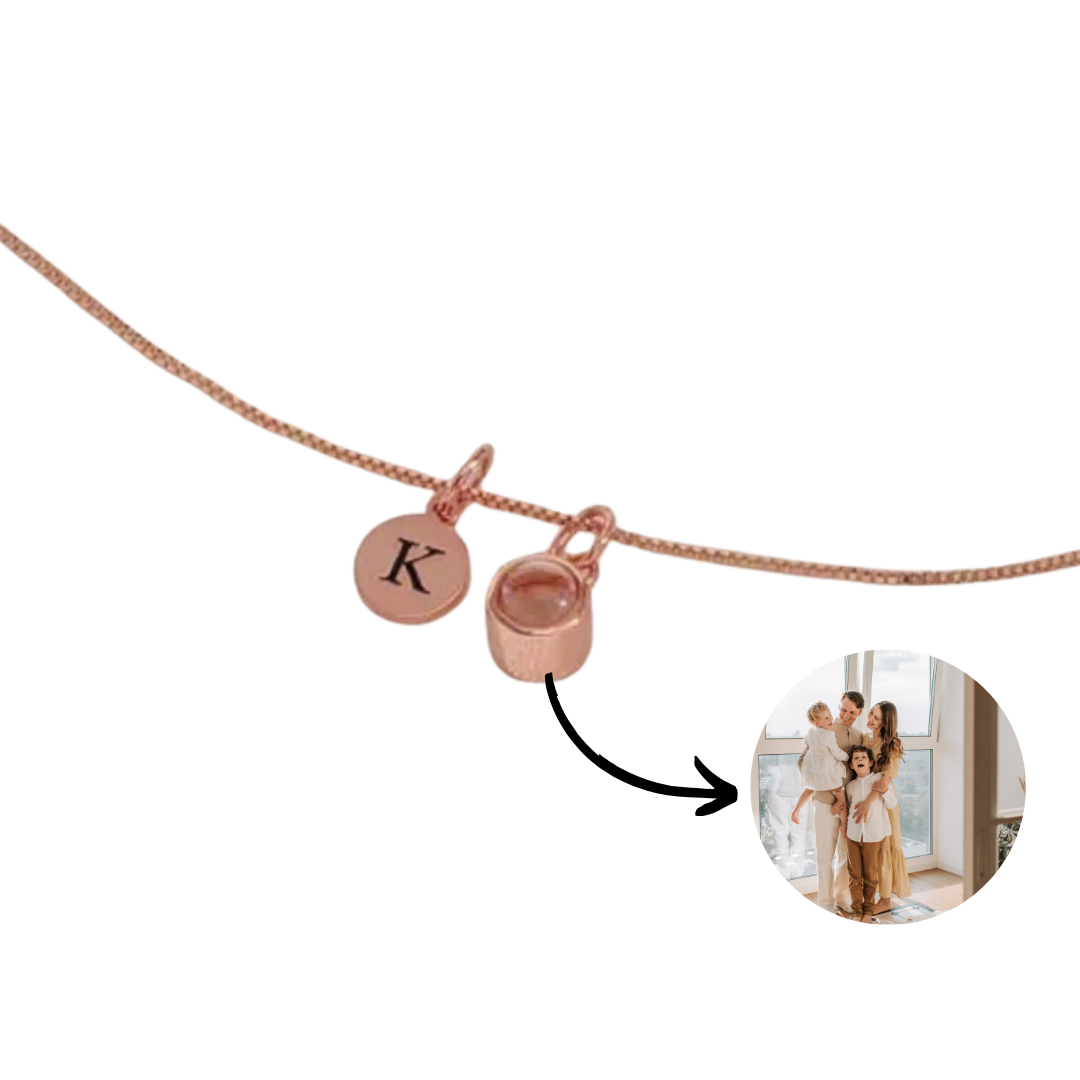 Herzensfoto - Foto Halskette mit Buchstabe - Erinnerungsanhänger